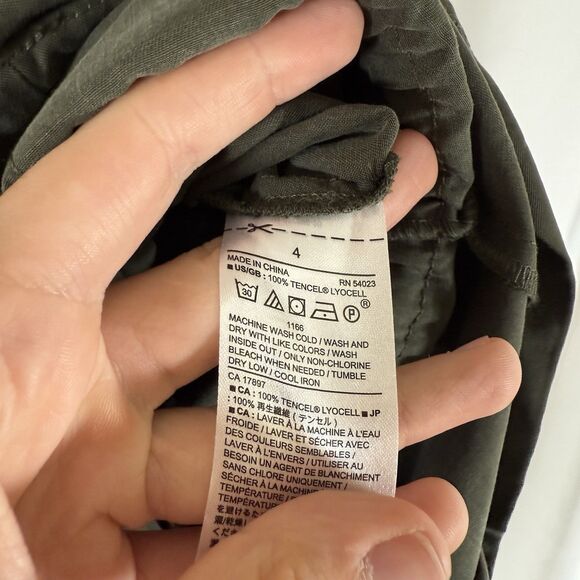 Banana Republic Romper Women's 4 Green Button Up Sleeveless Collared Pockets Tie - Picture 7 of 10